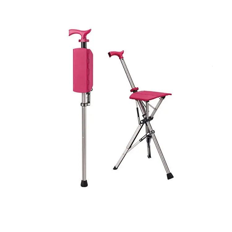 2-in-1 Folding Stool Cane I Walking Stick with Seat for ElderlyI Portable Mobility Aid for Seniors